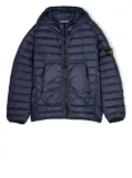 Stone Island Junior sleeve-patch hooded puffer jacket - Blue