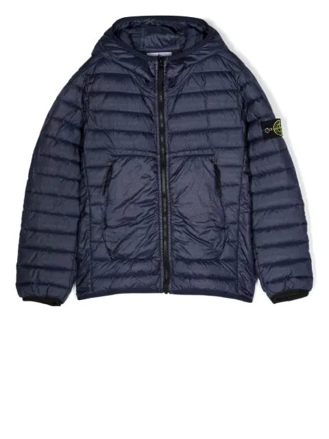 Stone Island Junior sleeve-patch hooded puffer jacket
