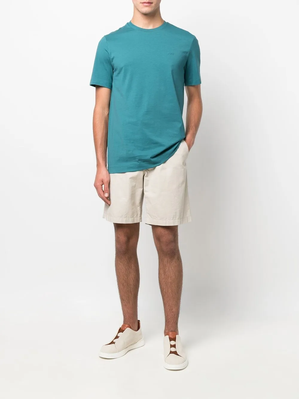 BOSS T-shirt met geborduurd logo Groen