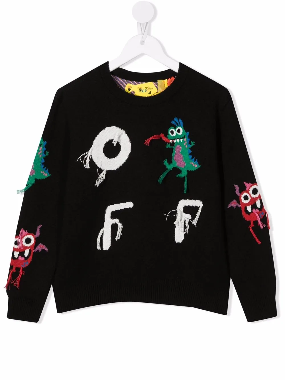 Off-White Kids suéter tejido con logo - Negro