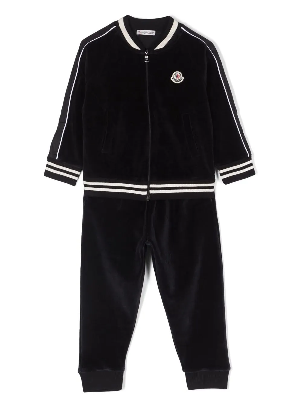 

Moncler Enfant traje deportivo con ribete a rayas - Negro