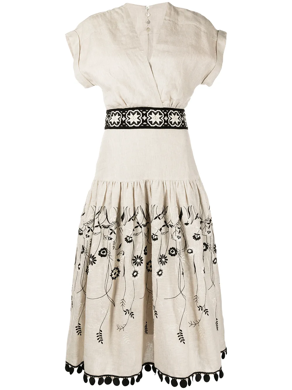 

Silvia Tcherassi Metaponto floral-embroidered dress - Brown