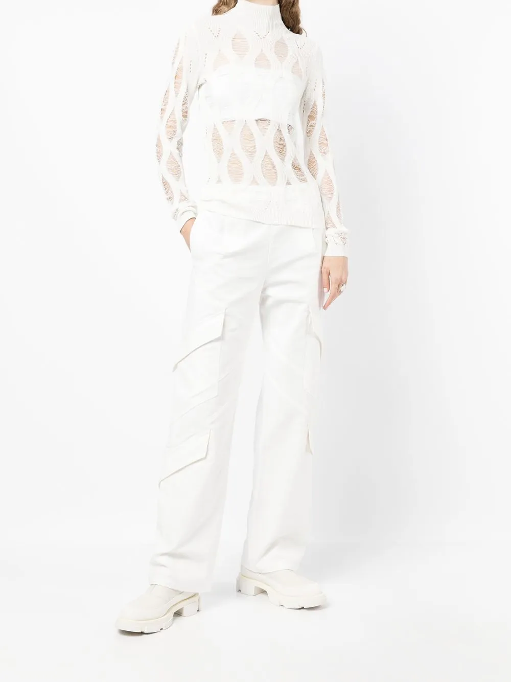 Dion Lee Trui met gerafeld-effect - Wit