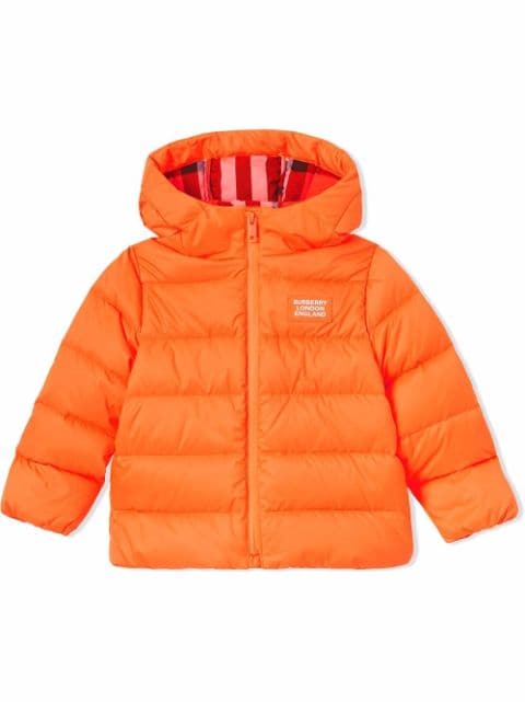 Burberry Kids logo-appliqué hooded puffer jacket