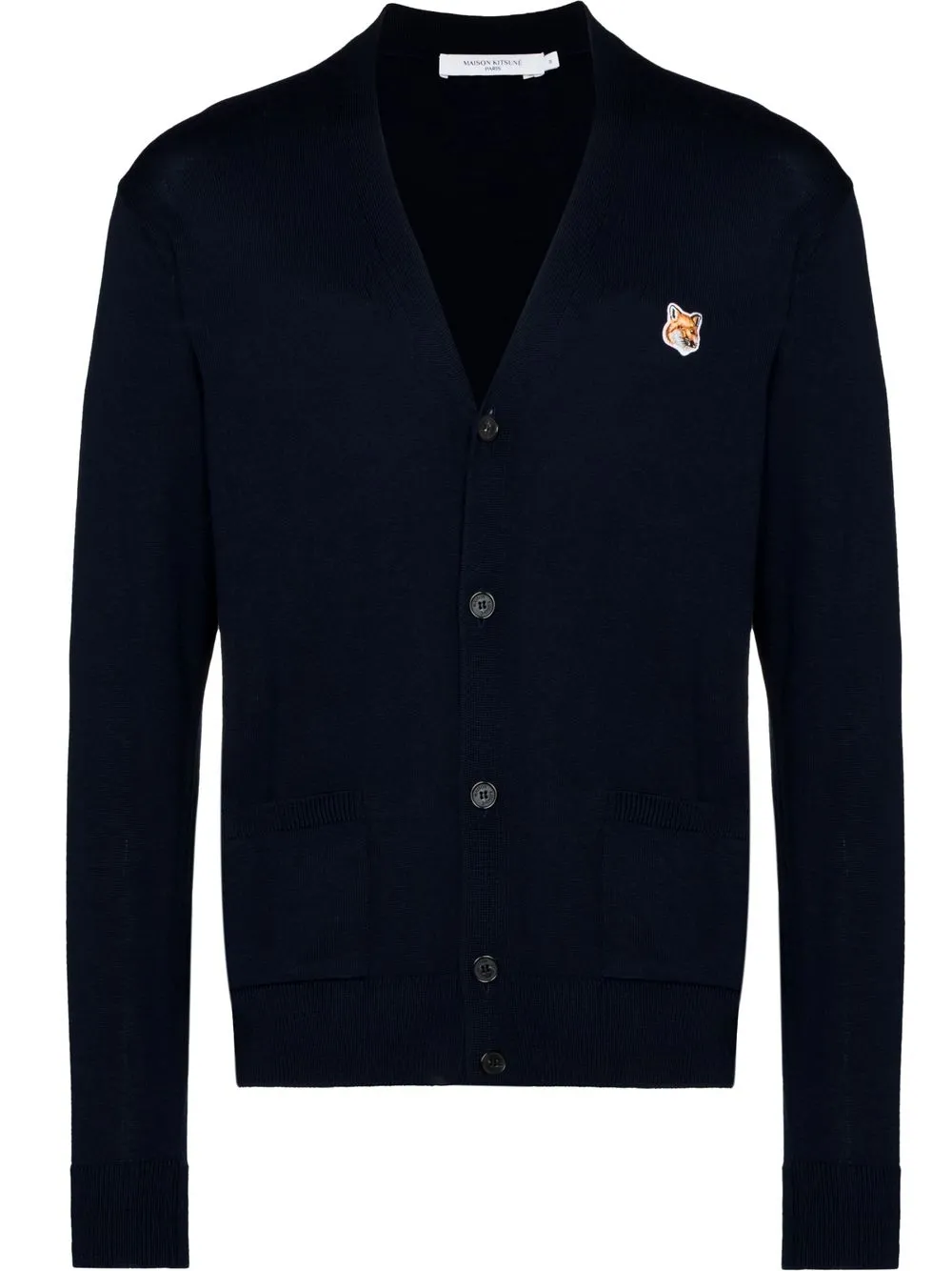 Image 1 of Maison Kitsuné Fox-patch V-neck cardigan