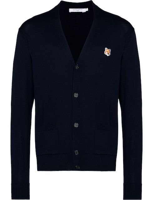 Maison Kitsuné Fox-patch V-neck cardigan