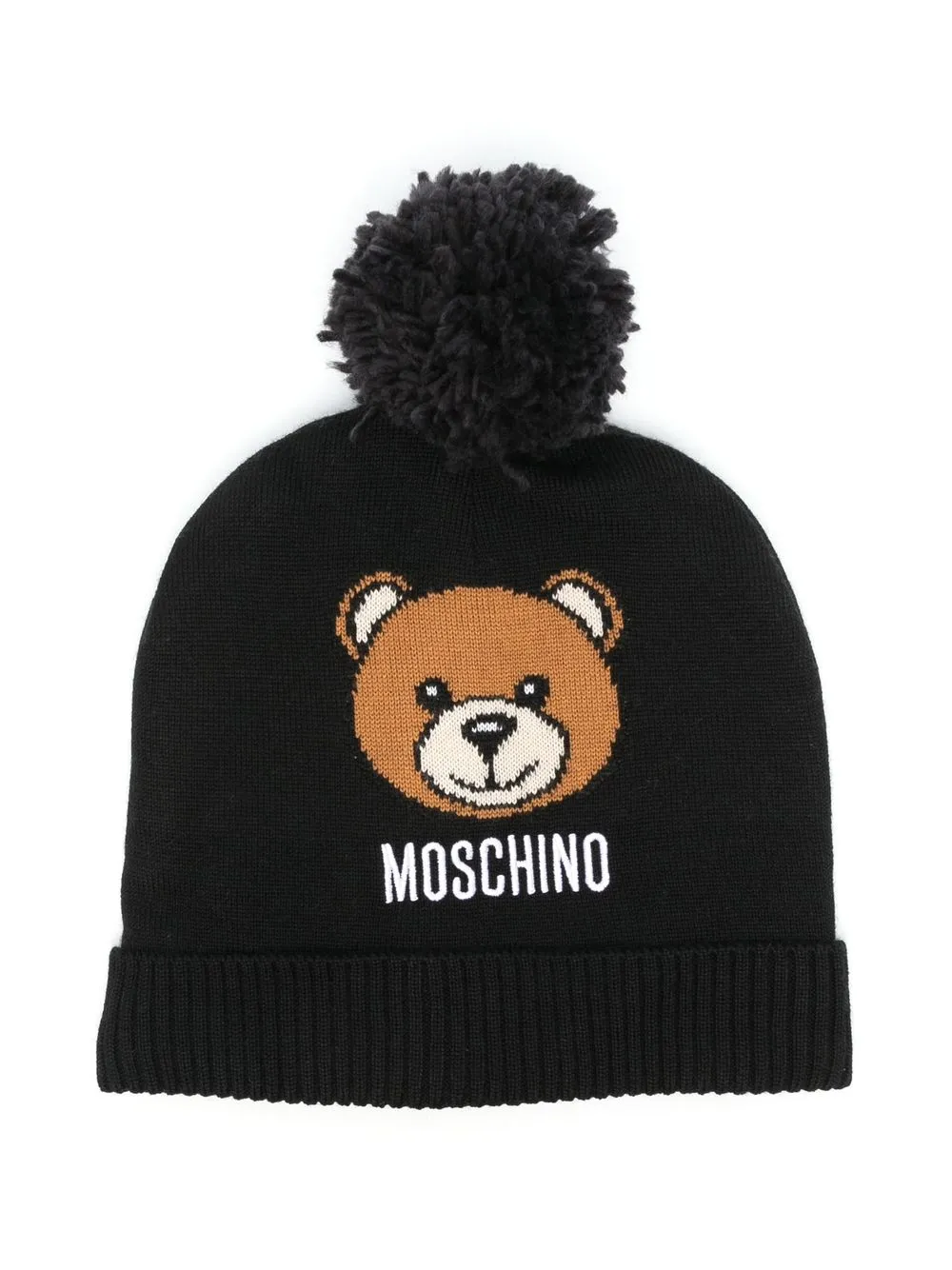 

Moschino Kids Teddy Bear intarsia beanie - Black