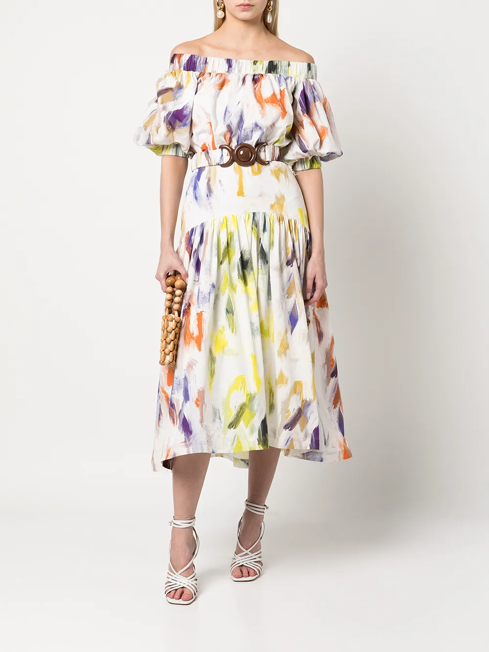 Silvia Tcherassi Sindone Off Shoulder Belted Dress Farfetch