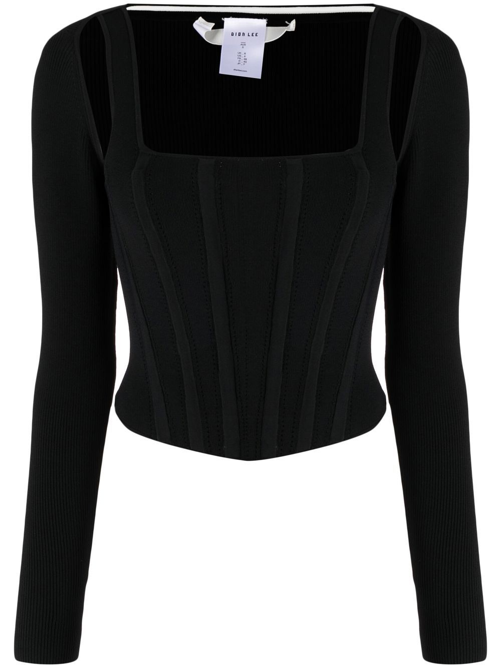 Image 1 of Dion Lee pointelle long-sleeve corset top