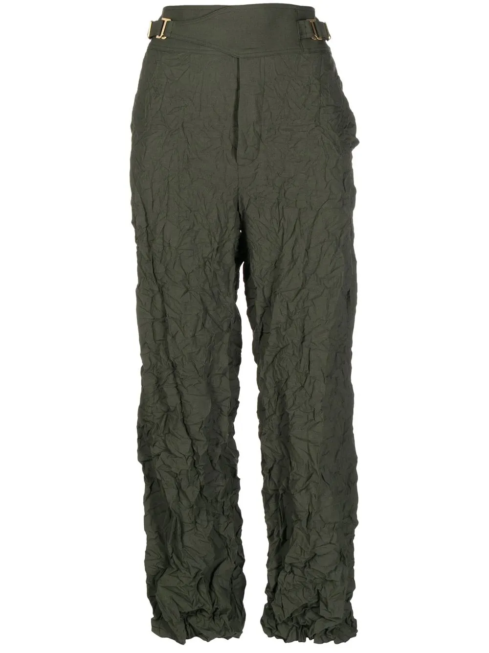 

Dion Lee crinkle-effect interlocked trousers - Green