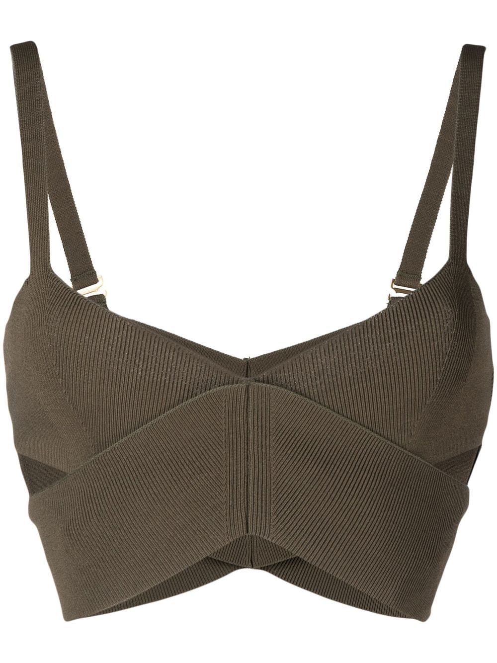 Dion Lee Crossover Strap Detail Bra In Green