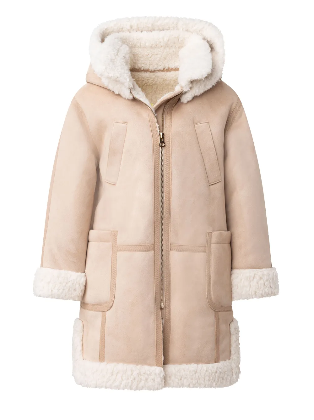 

Chloé Kids detachable-hood panelled coat - Neutrals