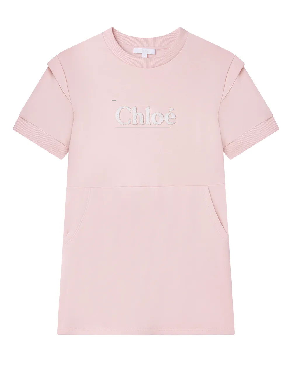 

Chloé Kids vestido estilo playera con logo bordado - Rosado