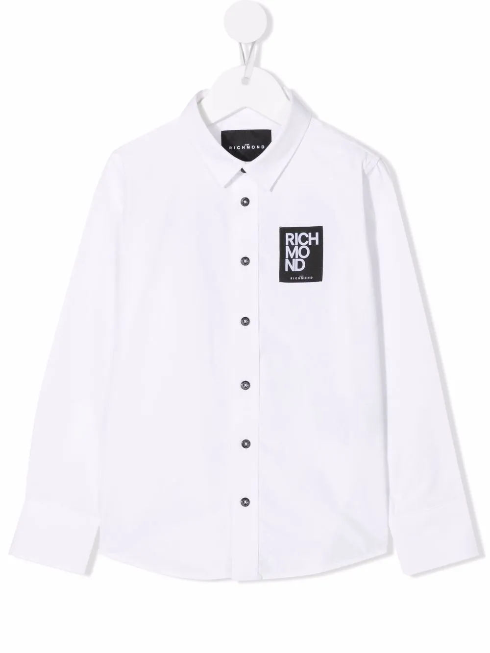 

John Richmond Junior camisa con parche del logo - Blanco