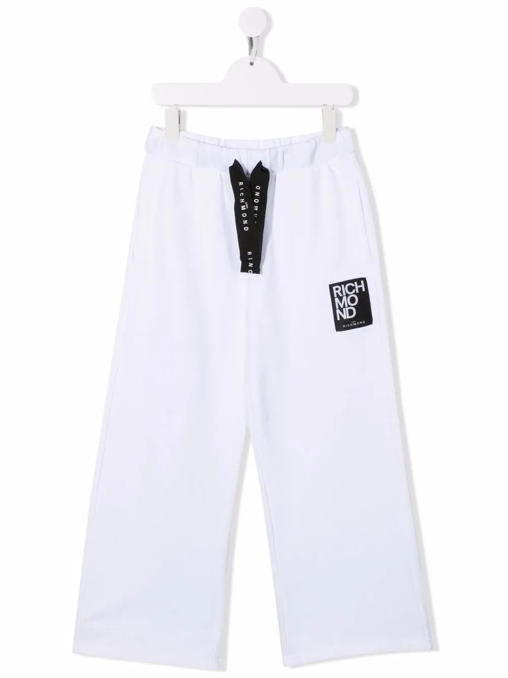 

John Richmond Junior TEEN logo-patch cotton trousers - White