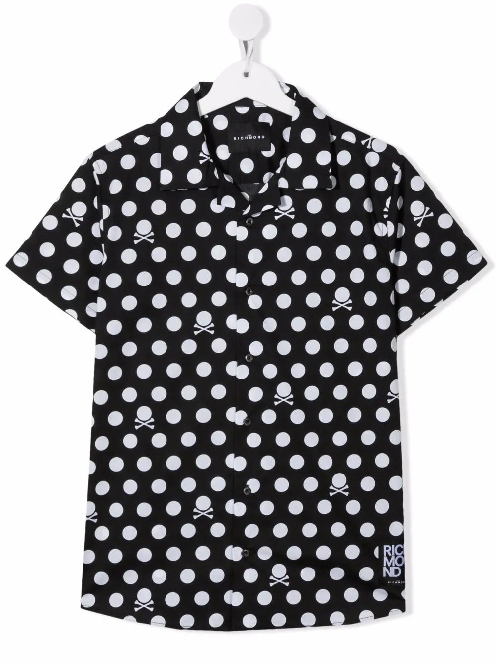 

John Richmond Junior camisa con motivo de lunares - Negro