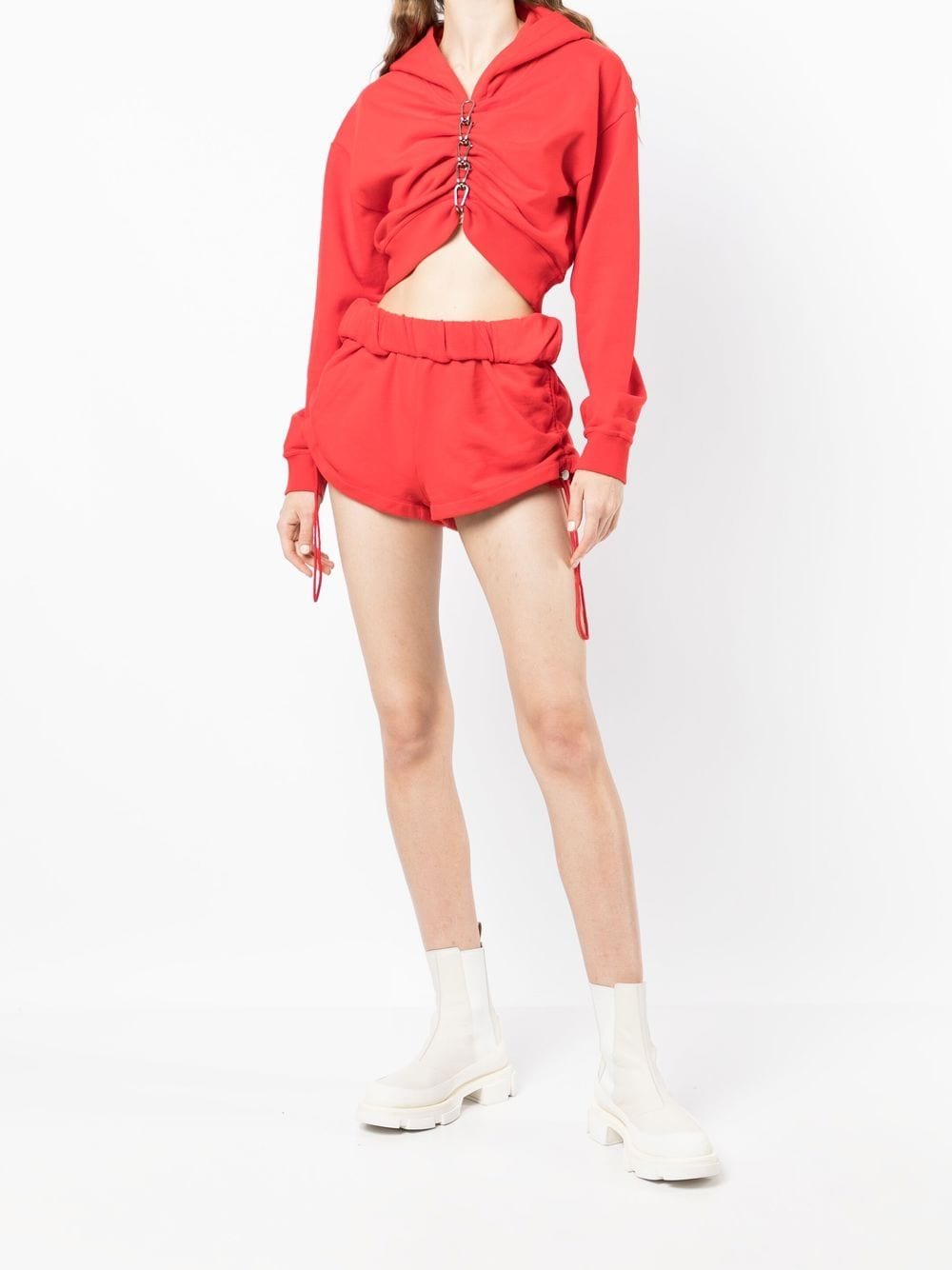 Shop Dion Lee Rolled-waist Track Shorts In Rot