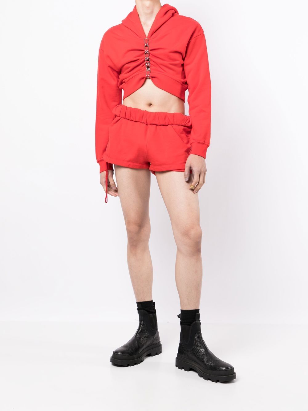Shop Dion Lee Rolled-waist Track Shorts In Rot