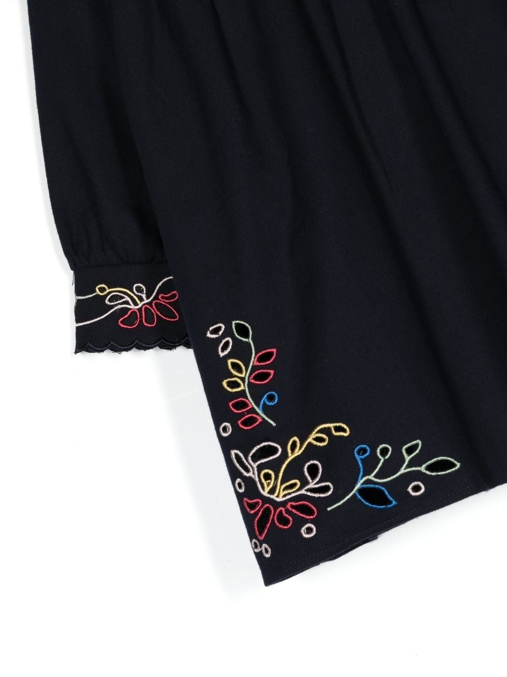 Shop Chloé Floral-embroidered Long-sleeved Dress In Blue