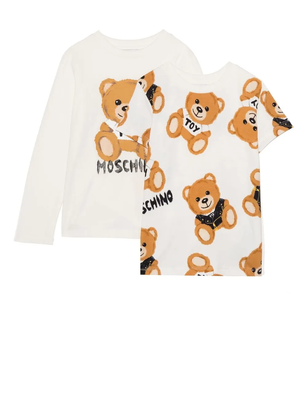 

Moschino Kids Teddy Bear print set of two T-shirts - White