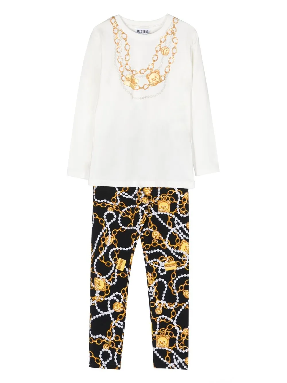 

Moschino Kids chain-print T-shirt and leggings - White