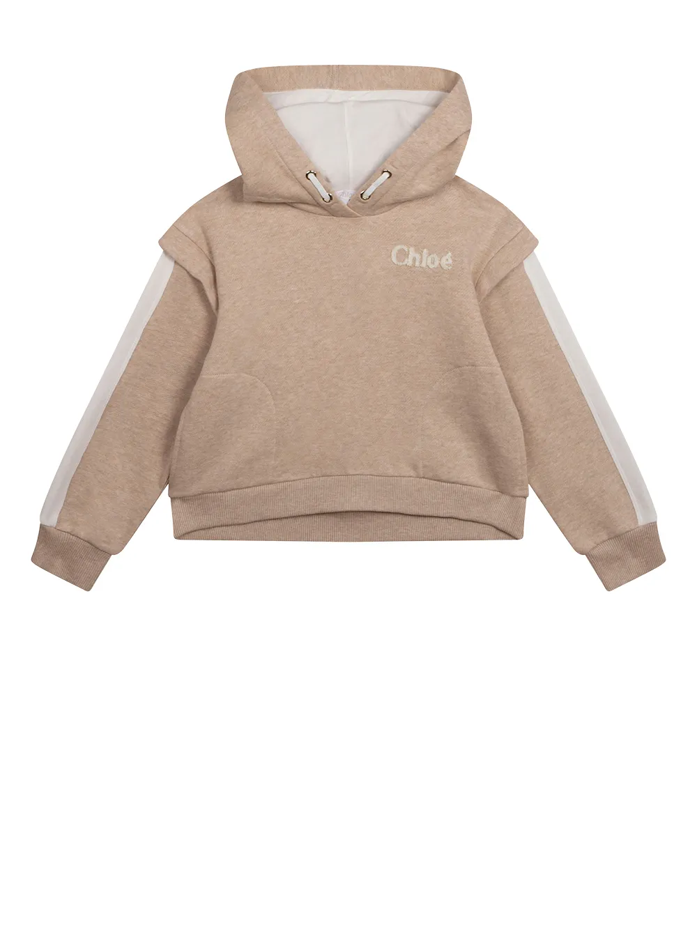 

Chloé Kids logo-embroidered cotton hoodie - Neutrals