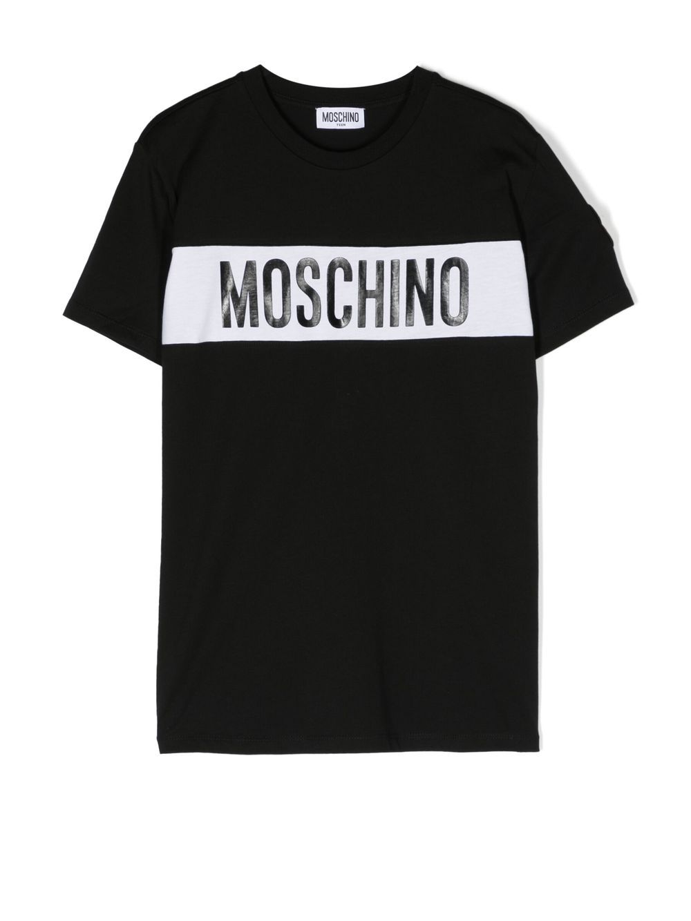 

Moschino Kids playera manga corta con logo estampado - Negro