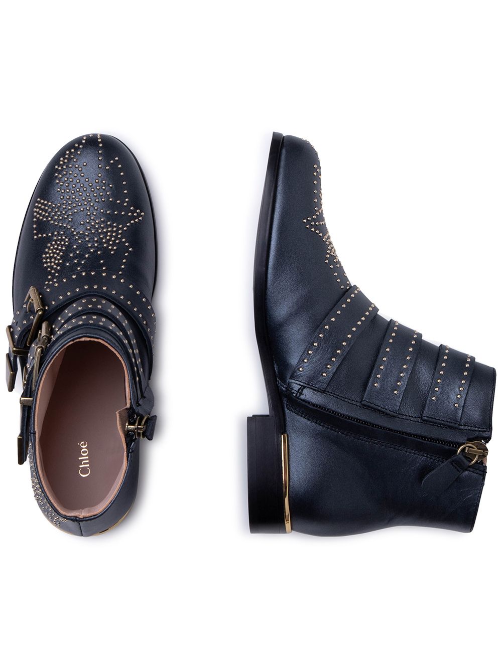 Shop Chloé Studded Buckle-embellished Boots In 黑色