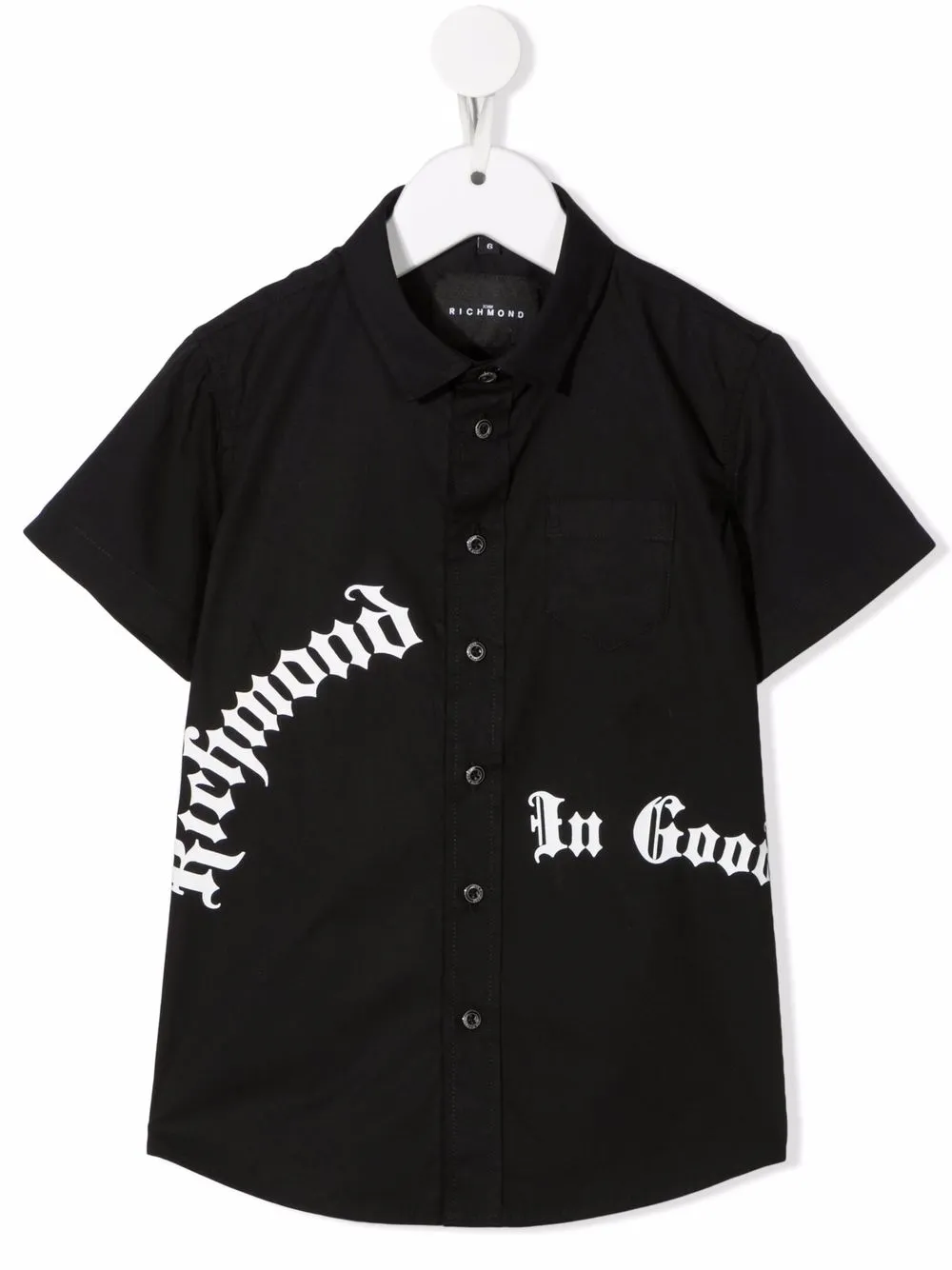 

John Richmond Junior blackletter-logo short-sleeve shirt