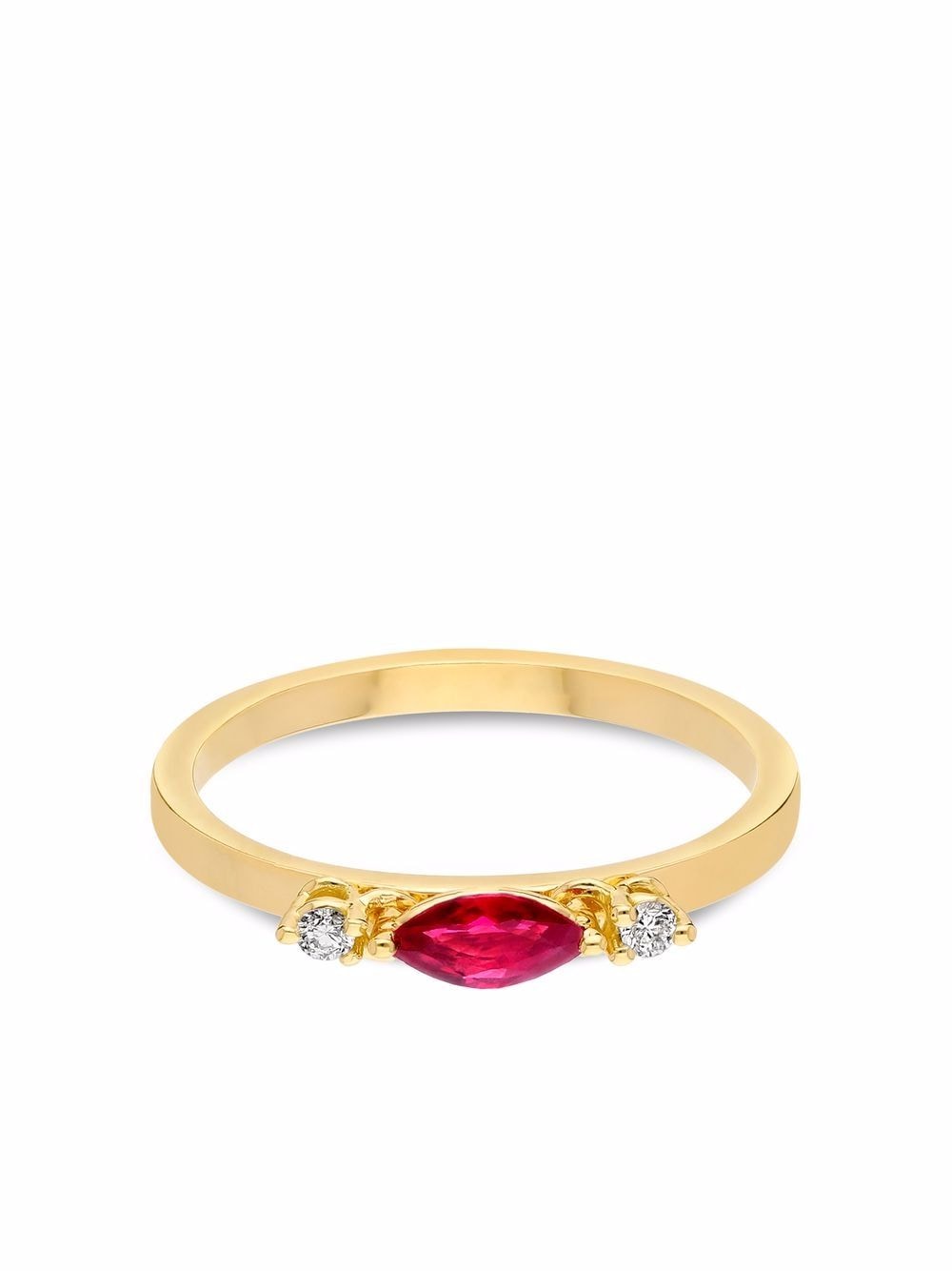 фото Delfina delettrez кольцо dancing diamonds из желтого золота с рубином