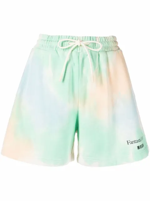 MSGM tie dye-print track shorts