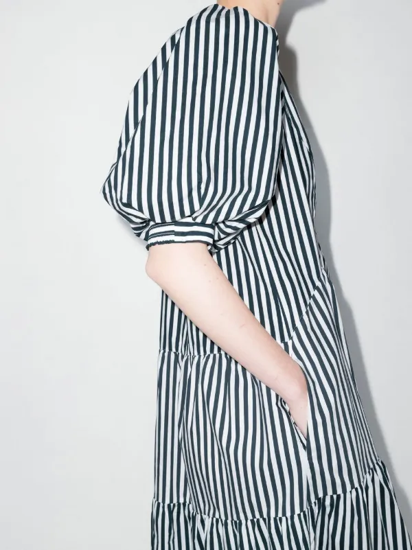 FRAME Striped Puff Sleeve Maxi Dress 