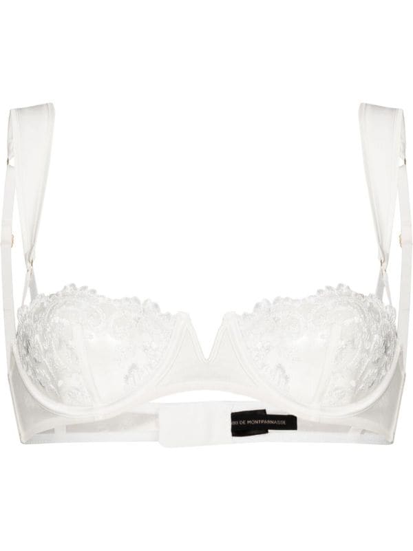 Lycra Push-Up Bra in Off-White with Embroidered Tulle