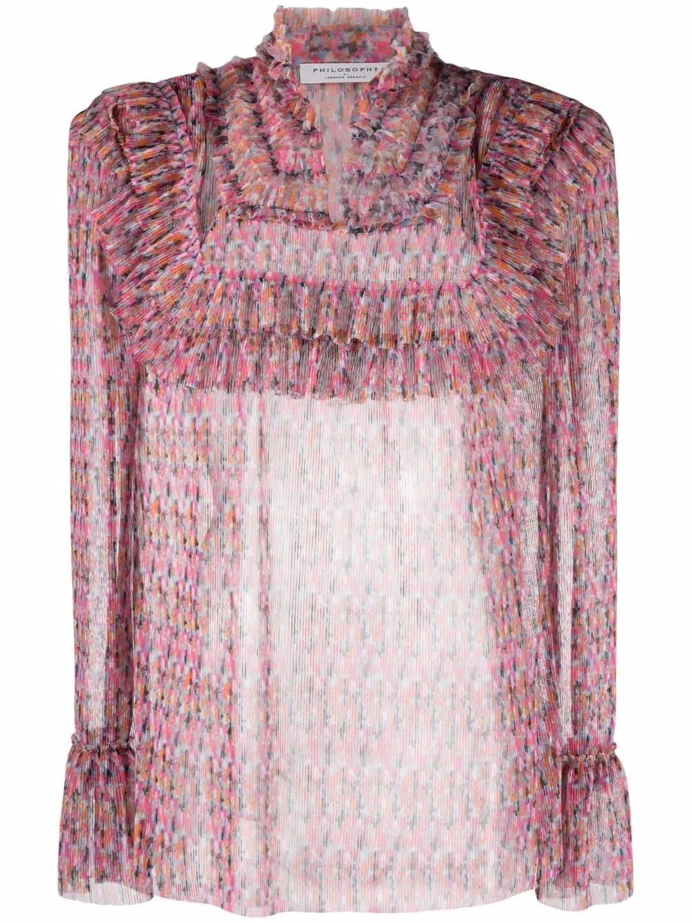 

Philosophy Di Lorenzo Serafini printed frill-detail blouse - Pink