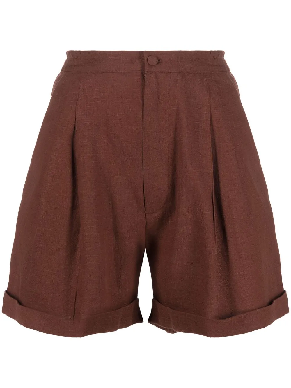 

Sleeper pleated high-waisted shorts - Brown