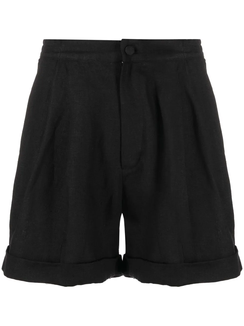 

Sleeper shorts con pinzas y tiro alto - Negro