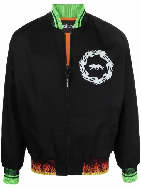 Just Cavalli graphic-print contrasting bomber jacket