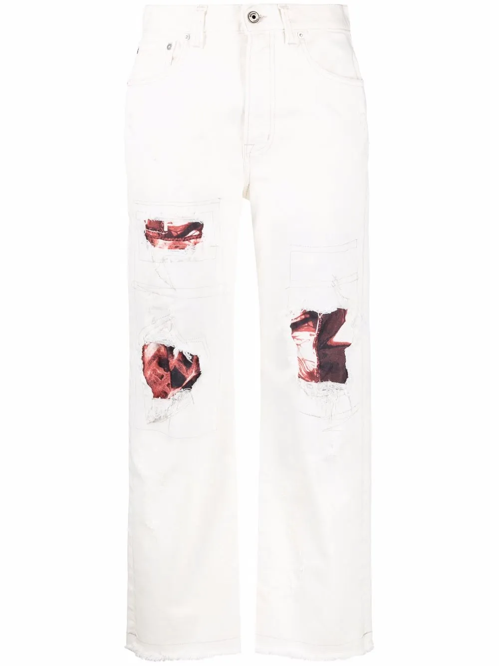 

Just Cavalli ripped-detail straight-leg jeans - White