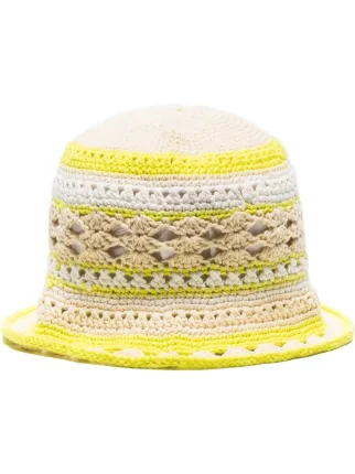 GANNI logo-patch Crochet Bucket Hat 