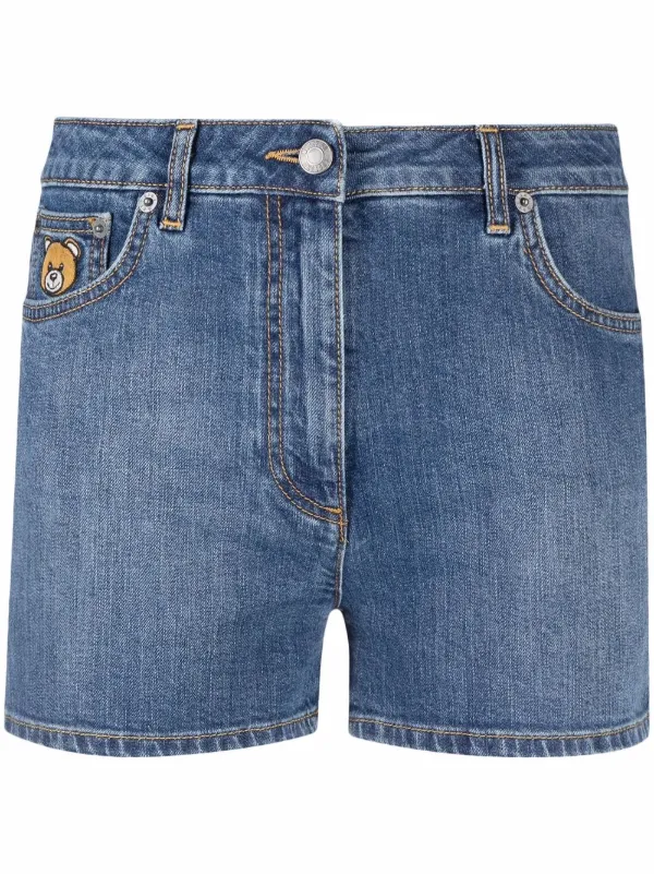 Moschino Teddy Bear Patch Denim Shorts 
