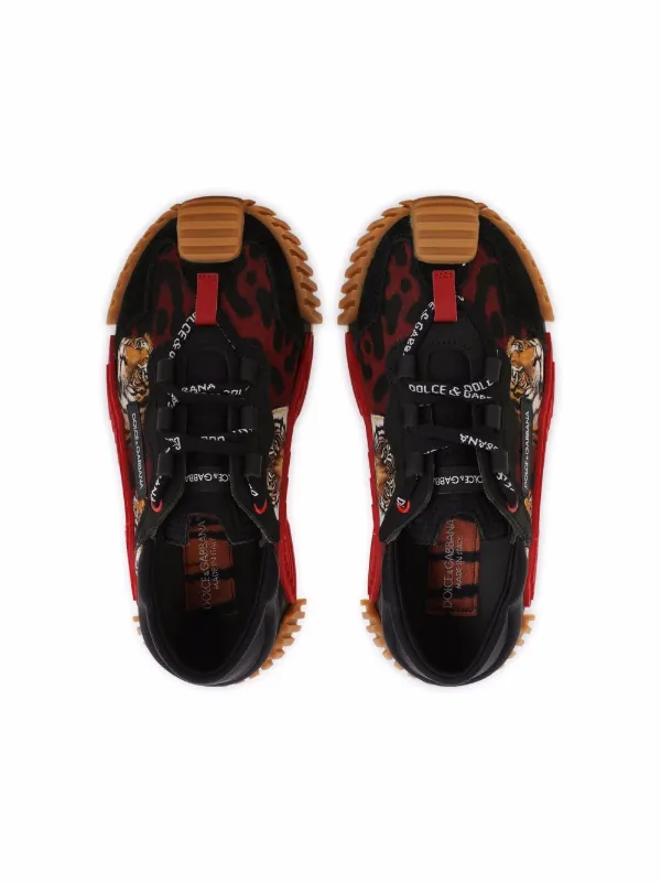 Shop Dolce & Gabbana Kids NS1 tiger-print sneakers with Express 