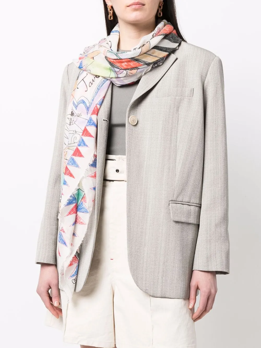 Faliero Sarti drawing-print Scarf - Farfetch