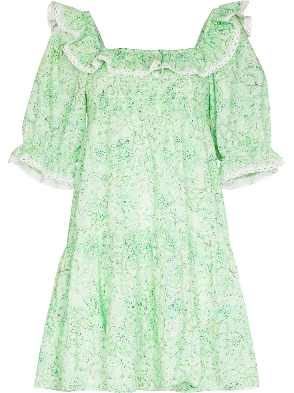 

Rixo Harlow paisley-print puff-sleeve mini dress - Green