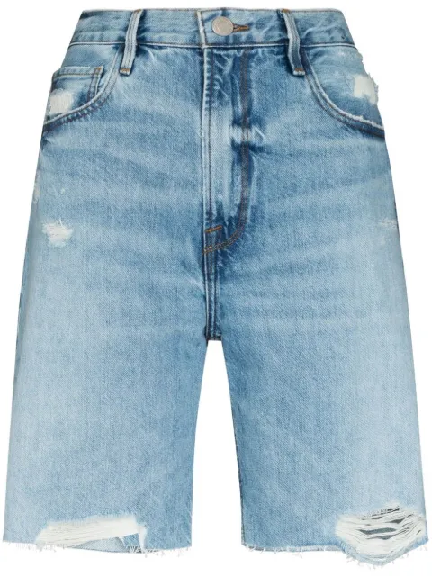 FRAME high-waisted denim Bermuda shorts