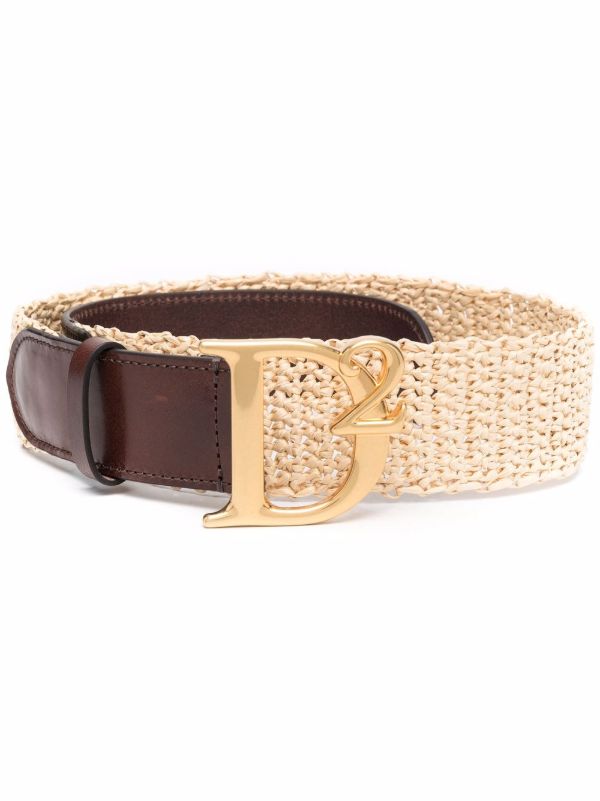 raffia buckle belt