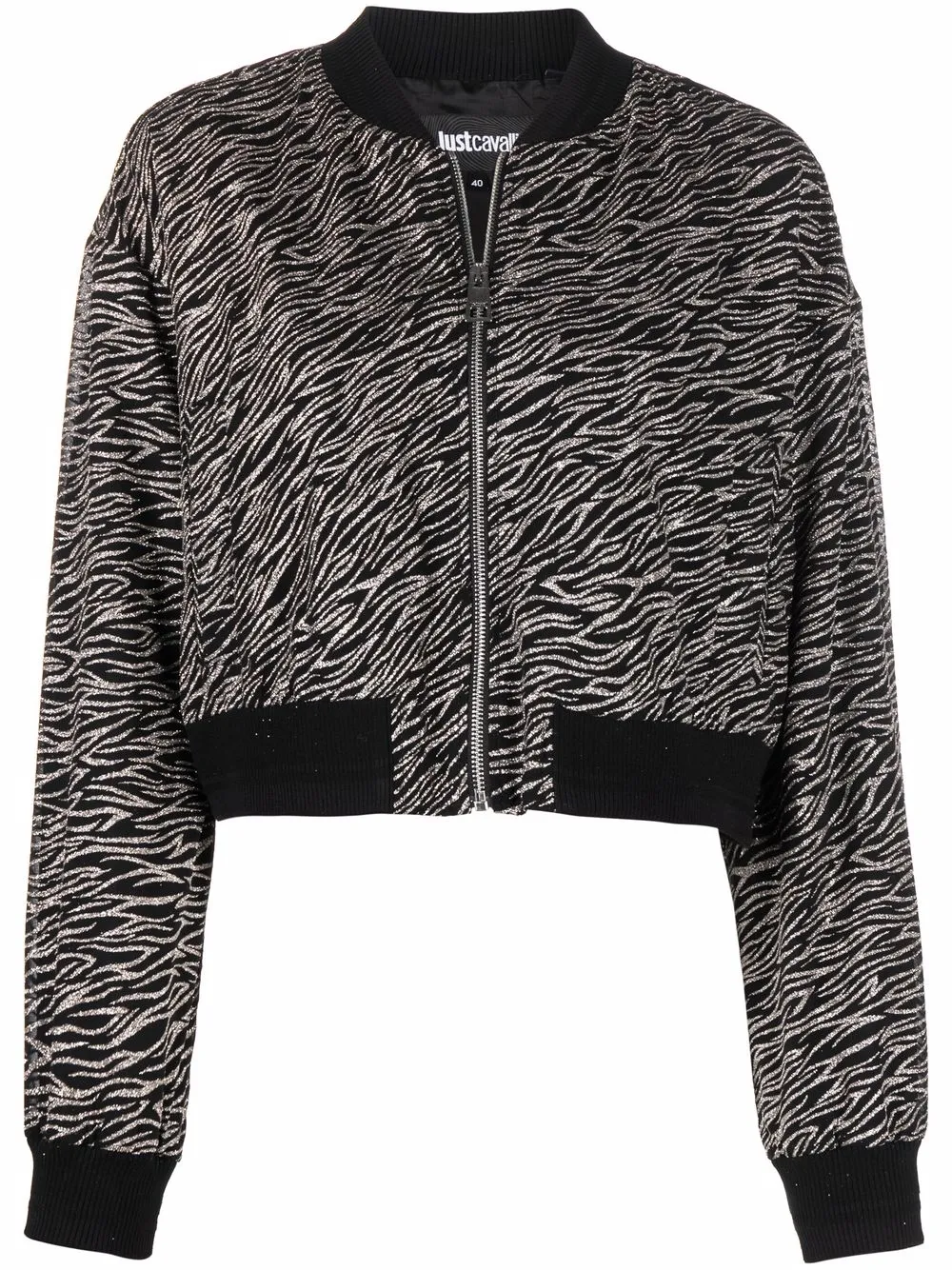 

Just Cavalli shimmer-zebra print bomber jacket - Black