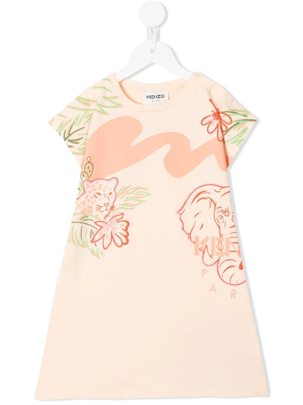 

Kenzo Kids vestido estilo playera con logo estampado - Rosado
