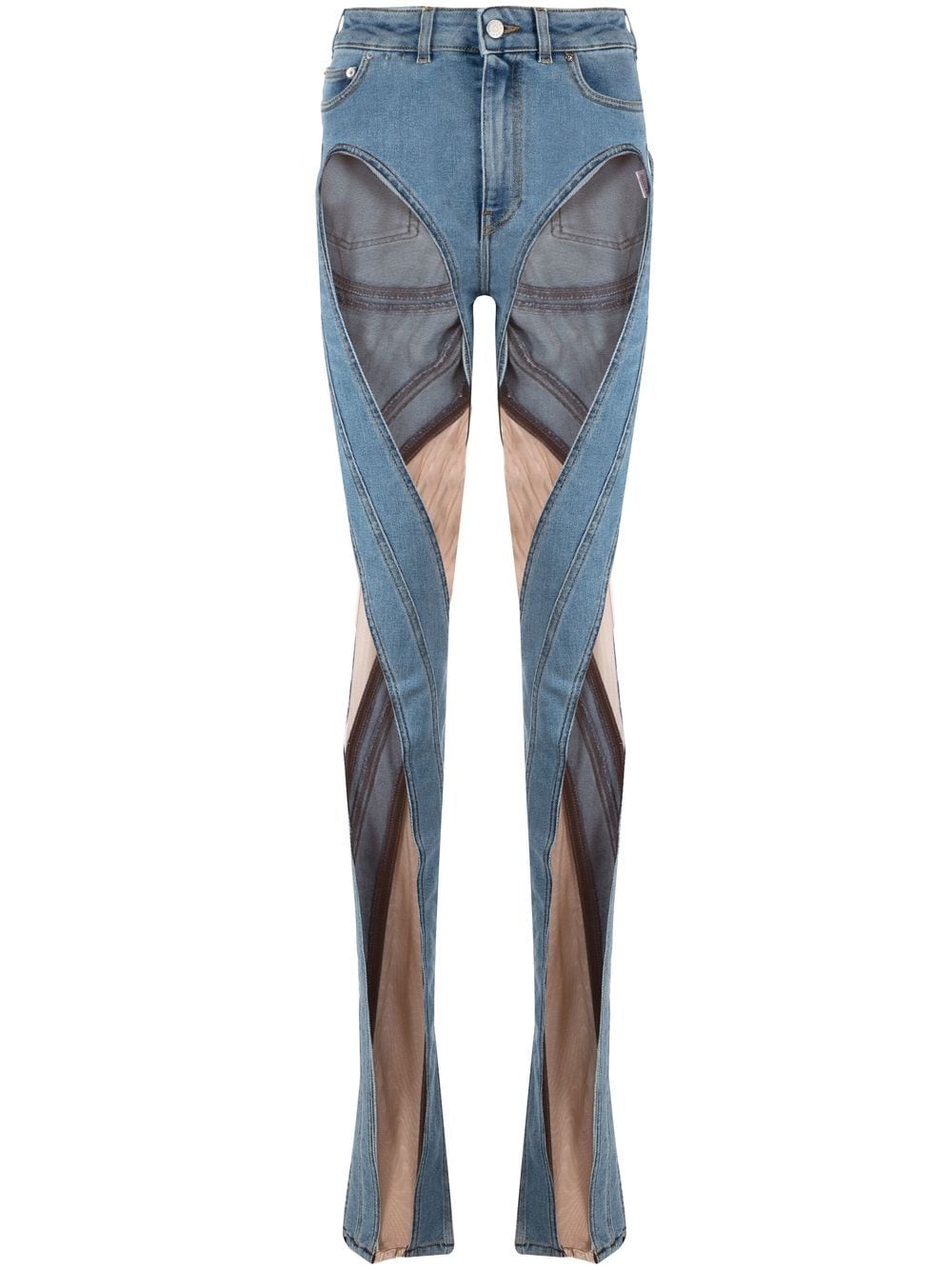 Image 1 of Mugler tulle panelled slim fit jeans