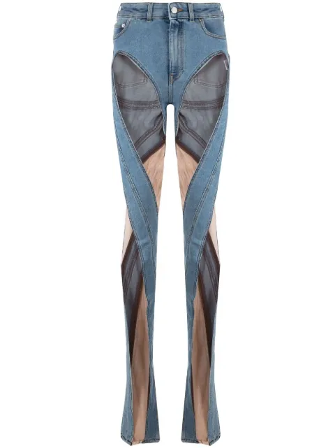 Mugler tulle panelled slim fit jeans