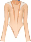 Mugler panelled long-sleeve sheer bodysuit - Neutrals